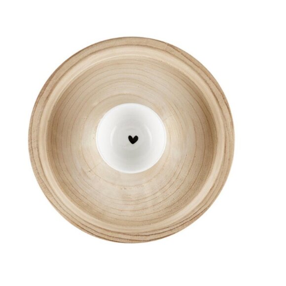 Heart Dip Bowl & Wood Chip Holder Paulownia Serving Tray Appetizer Set - Picture 2 of 4